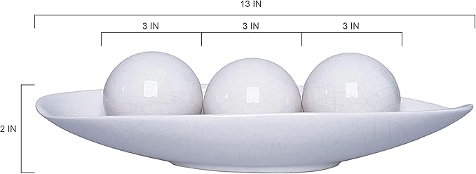 Hosley Decorative Bowl and Orb Set. Ideal GIFT for Weddings Special Occasions and for Decorative Centerpiece in Your Living Dining Room O3 (Crackle Ivory)
