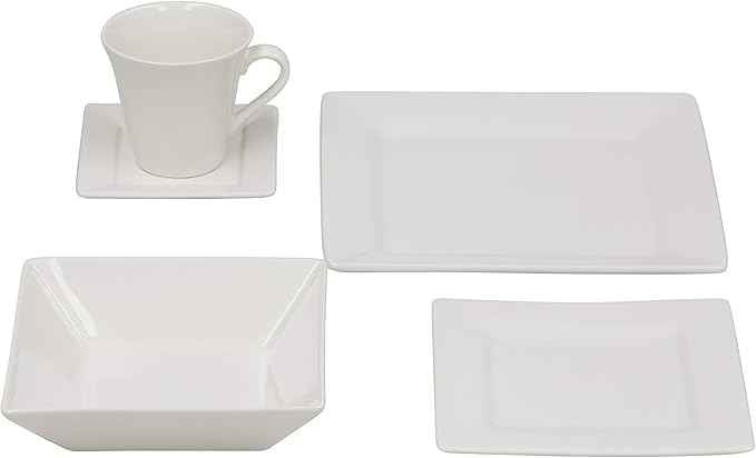 10 Strawberry Street Nova Square 30 pc Dinnerware Set, Cream White