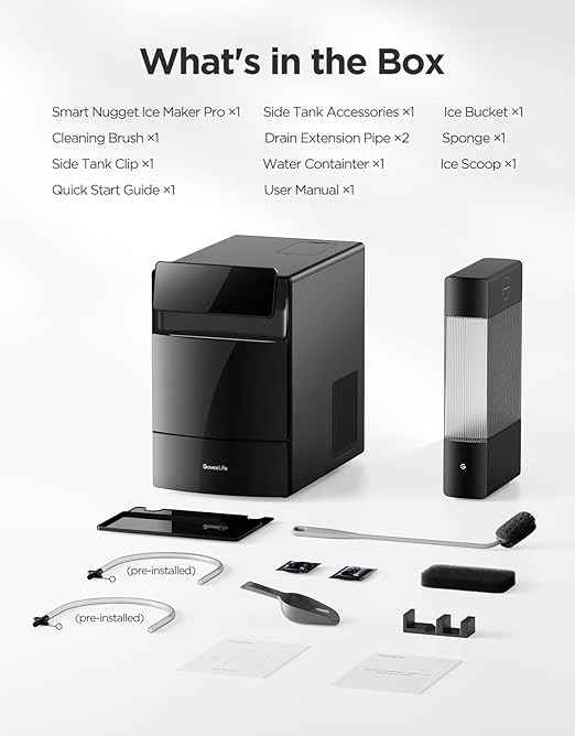 GoveeLife Smart Nugget Ice Maker Pro, 60lbs Daily, 6-Minute First Ice, 40dB Ultra-Quiet with AI NoiseGuard, App & Voice Control, Self-Clean, 3.5lbs Basket & Dual Water Tanks, for Home Kitchen, Party