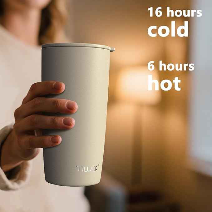 TILUCK 20 oz Insulated Tumbler with BPA-Free Lid, Stainless Steel Vacuum Travel Coffee Mug, Double Wall Coffee Tumbler（20oz，Matte MistyGray）
