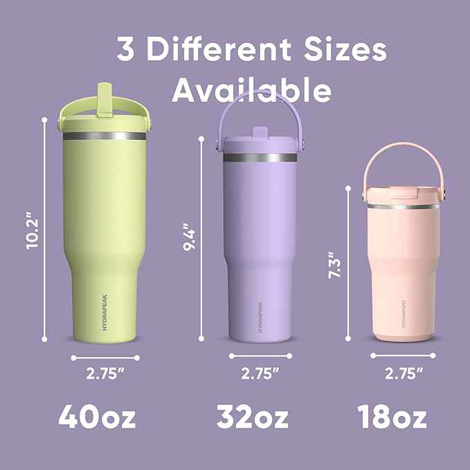Hydrapeak Nomad 32 oz Tumbler with Handle and Straw Lid, Leakproof, Double Insulated, 32oz Cup Stainless Steel (Lavender) | with Handle, and Straw Lid, Leakproof, Double Insulated, 32oz Cup