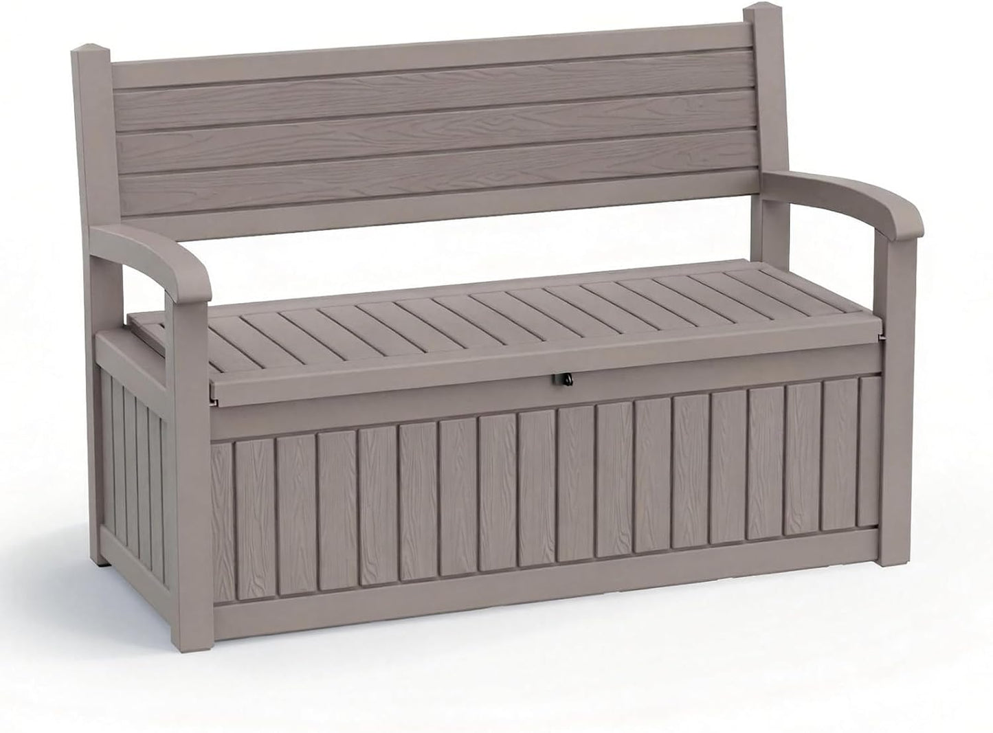 EasyUp 80 Gallon Outdoor Storage Bench, Waterproof Resin Deck Box with Lockable Lid Indoor Outdoor Storage Cushions Furniture Tools for Patio,Garden,and Porch (Gray)