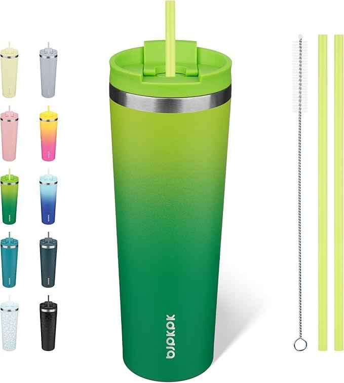 BJPKPK 30oz Tumbler With lid And Straw Stainless Steel Travel Coffee Mug Insulated Tumblers Cups,Bamboo Grove