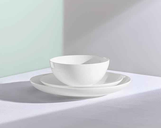 Lenox Dinnerware Sets, Studio 1414 Coupe 24-Piece Dinnerware Set, Service For 8, Bone China Material, Dishwasher Safe, Microwave Safe, Bowls, Plates And Bowls, Dinner Dishes, Plates (White, 24 Piece)