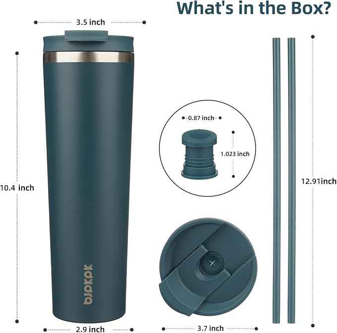 BJPKPK 34oz Stainless Steel Insulated Tumbler With lid And Straw Travel Coffee Thermal Tumblers Cup For Women And Men,Navy Blue