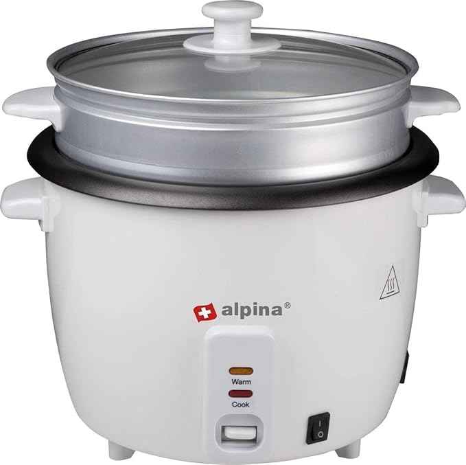 Alpina Rice cooker - 1.8 Liter - 700 Watt - With cooking and heat control light - White, BSJ18-ZPDA