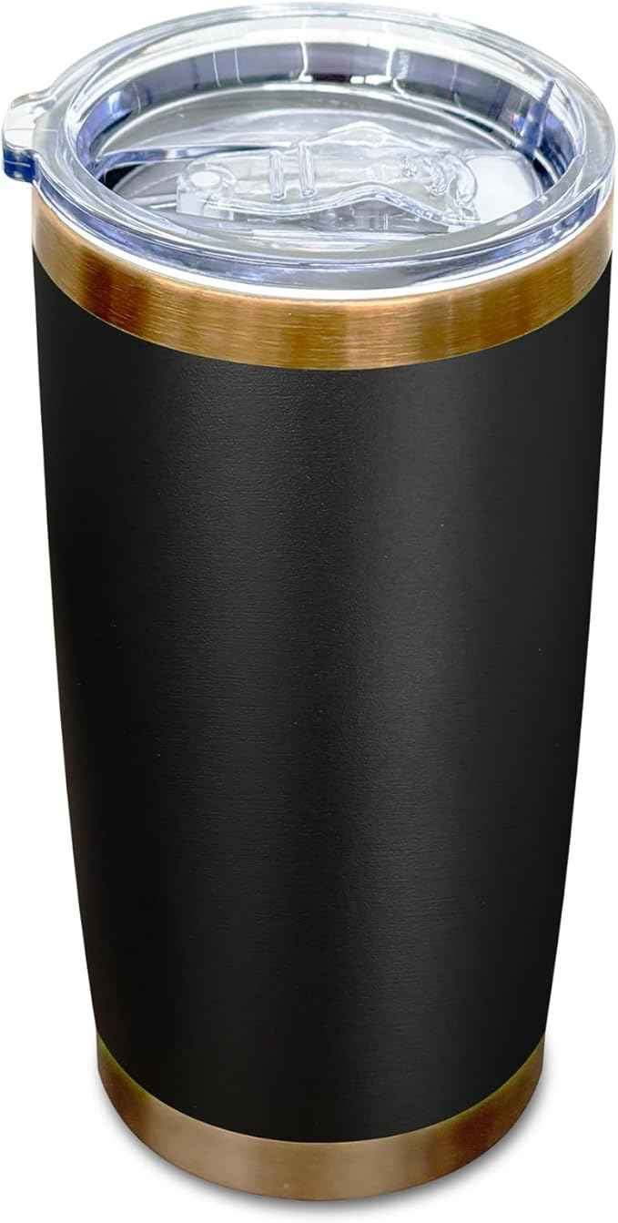 20 oz Tumblers Stainless Steel Tumbler with Lid and Straw Insulated Coffee Mug for Laser Graving 20oz Powder Coated Cup(Black,1 pack)