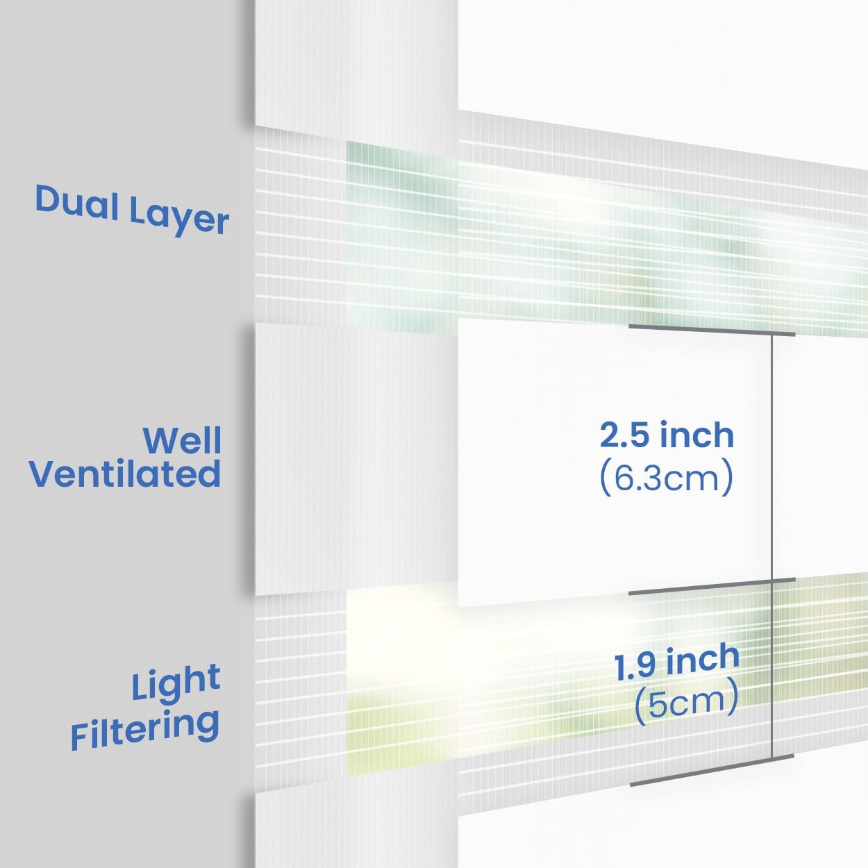 Foiresoft Standard Zebra Roller Blinds for Windows [W39 x H64 Inch, White, Basic], Light Filtering Dual Layer Shades for Bedroom, Living Room, Office, 13 Colors