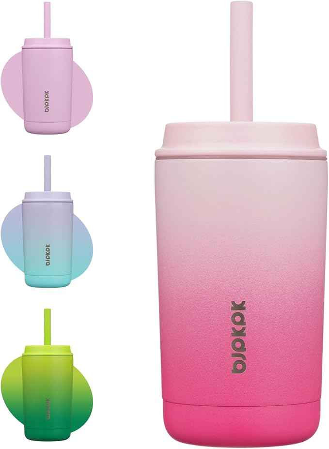 BJPKPK Insulated Tumbler with Lid and Straw,12 oz Stainless Steel Travel Coffee Mug,Spill Proof Thermal Cup,Keep Drinks Cold and Hot,Cherry Blossom