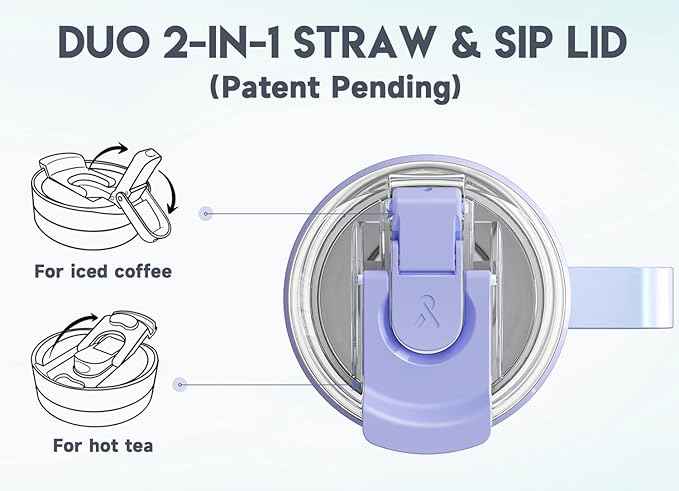 Meoky 40oz Tumbler with Handle, Stainless Steel Travel Mug with 2-in-1 Straw and Sip Lid, Vacuum Insulated Coffee Mug, 100% Leak Proof, Keeps Cold for 34 Hours or Hot for 10 Hours (Fairyland)