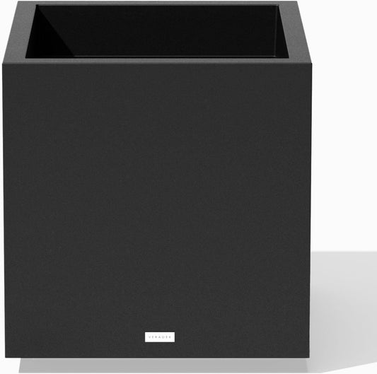 Veradek Block Series Cube Plastic Planter - Large Square Planter for Indoor or Outdoor Patio/Garden | Durable All-Weather Use with Drainage Holes | Modern Décor for Tall Plants, Trees, Flowers