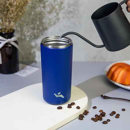 Konokyo Tumbler with Lid, 16 oz Travel Coffee Mug Double Wall Vacuum Stainless Steel Thermal Metal Cup Insulated Water Bottle,Sapphire