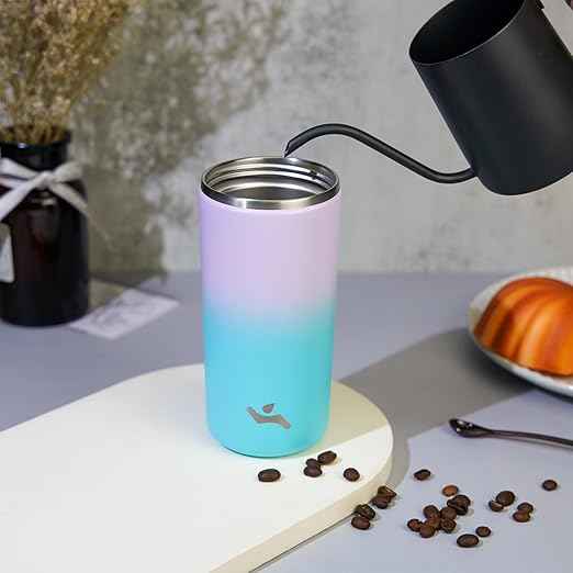 Konokyo Tumbler with Lid, 16 oz Travel Coffee Mug Double Wall Vacuum Stainless Steel Thermal Metal Cup Insulated Water Bottle,Lavender Green