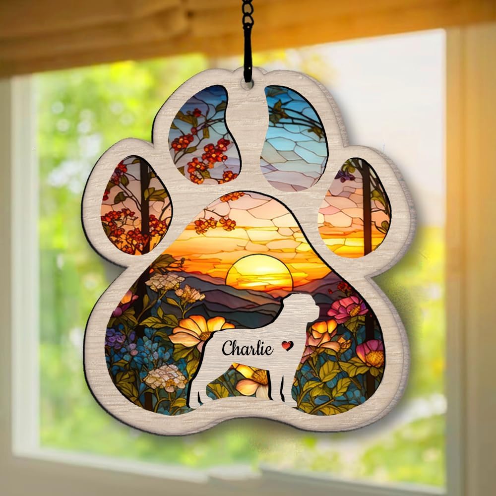 IZI POD Personalized Rottweiler Suncatcher Dog Memorial Ornament, Custom Pet Remembrance Gift, Loss of Dog Sympathy Gift, Pet Loss Suncatcher