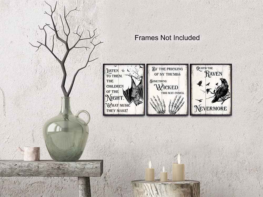 Gothic Edgar Allan Poe Decor - The Raven Wall Art - Dracula, Wicca, Vampire Bat, Witch, Witchcraft, Black Magic Supplies - Classroom Decor - Wiccan Pagan Gift - Creepy Spooky Medieval Goth Poster
