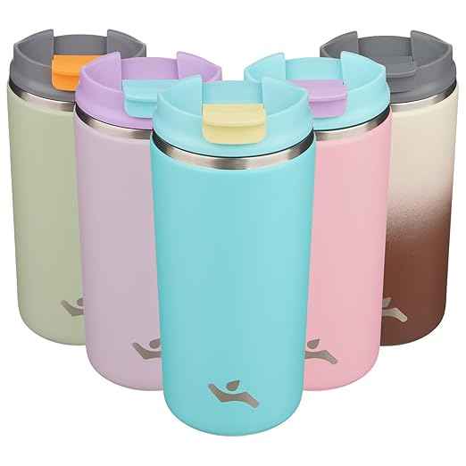 Konokyo Tumbler with Lid, 12 oz Travel Coffee Mug Double Wall Vacuum Stainless Steel Thermal Metal Cup Insulated Water Bottle,Ice Blue