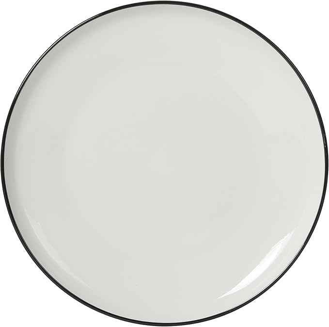 Gibson Home Havenstone 12-Piece Porcelain Dinnerware Set – Dinner Plates, Salad Plates & Bowls, Classic White With Black Rim Everyday Dish Set for Home, Kitchen, Microwave & Dishwasher Safe