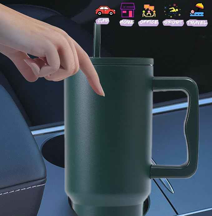 40 oz Tumbler with Handle and Straw & 6PCS Cup Accessories for 40 oz Cup - Vacuum Insulated Stainless Steel Double Wall Water Bottle Travel Coffee Mug - Holiday Gifts for Women Men (Forest)