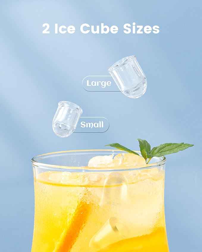 CyberChill Countertop Ice Maker, Portable Ice Machine with Handle, 6 Mins Fast Ice, 26 lbs/Day, Self-Cleaning with Ice Basket & Scoop, for Home, Kitchen, RV, Camping