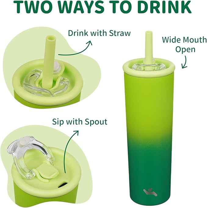 Konokyo 25oz Insulated Tumbler with Lid and Straw, Reusable Iced Coffee Cup with Lid, Travel Coffee Mug, BPA-Free, Leak-Proof and Durable, Matcha Green