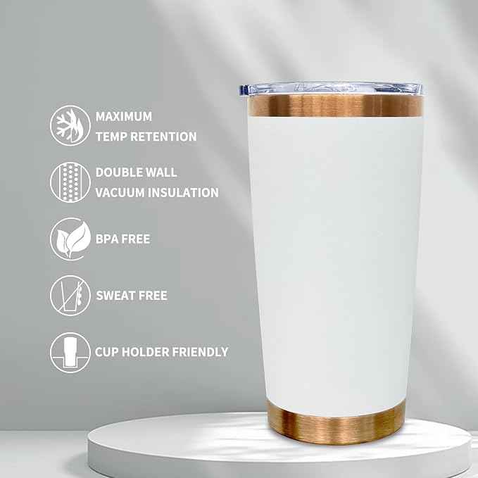 20 oz Tumbler Bulk 12 Pack Stainless Steel Tumbler with Lid and Straw, Double Wall Vacuum Insulated Travel Coffee Mug for Laser Engrave, Powder Coated Cup for Hot and Cold Drinks (White,12 pack)