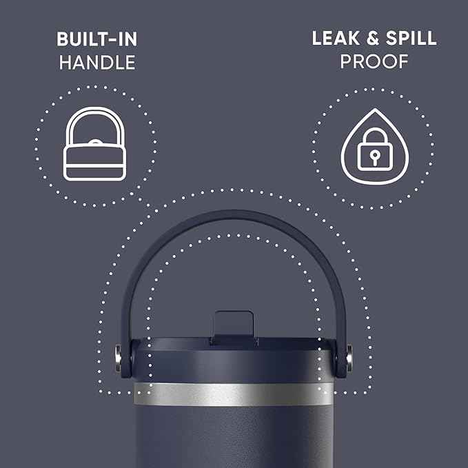 Hydrapeak Nomad 32 oz Tumbler with Handle and Straw Lid, Leakproof, Double Insulated, 32oz Cup, Stainless Steel | Navy