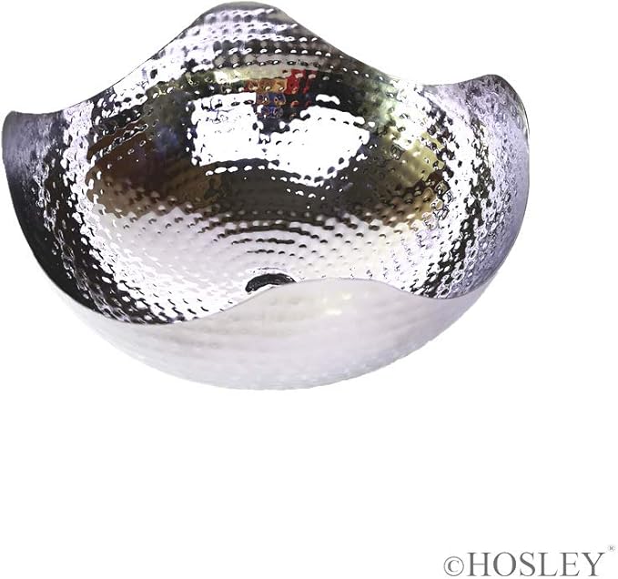 Hosley 10" Long Silver Finish Metal Bowl Modern Elegance for Serving and Decor Contemporary Accent for Stylish Homes Sophisticated