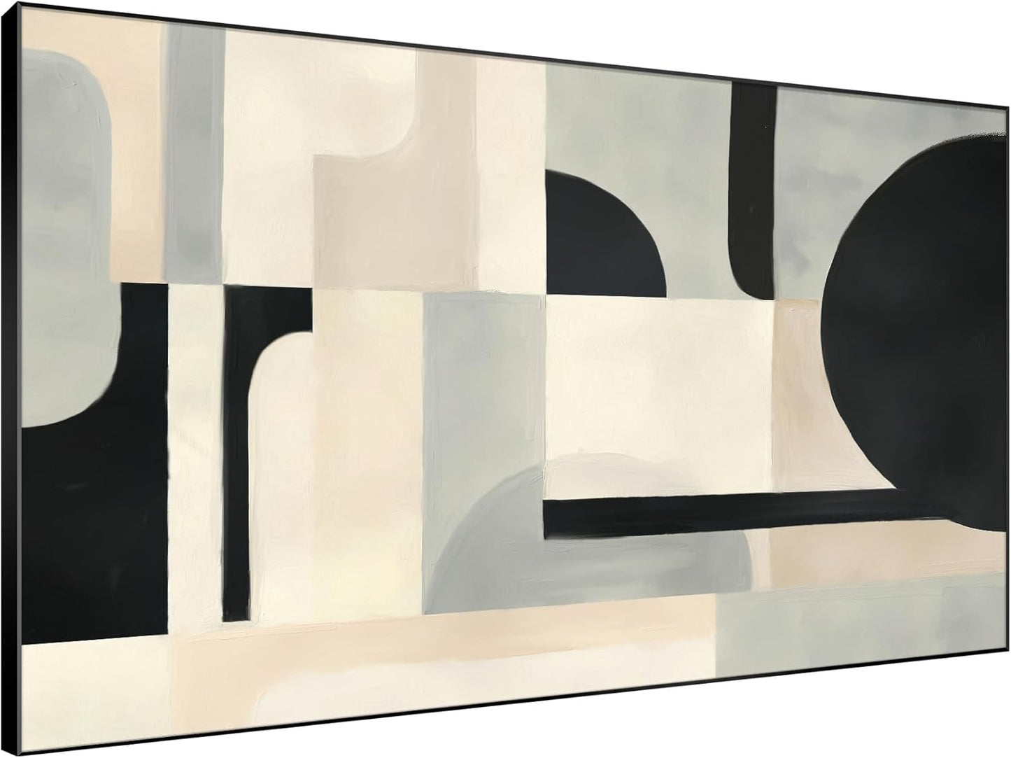 SIGNWIN 46"x72" Extra Large Framed Wall Art Modern Neutral Abstract Geometric in Black and Beige, Clean Minimalist Design for Home Living Room Bedroom Decor (Frame Assembly Required)