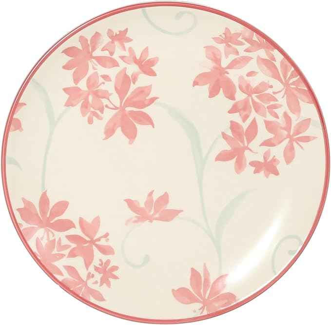 Gibson Home Admiral Hall 12-Piece Matte Stoneware Dinnerware Set – Dinner Plates, Salad Plates & Bowls with Pink Floral Pattern, Durable Everyday Dish Set, Microwave & Dishwasher Safe