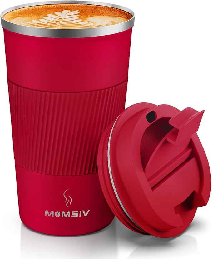 MOMSIV 17oz Travel Mug, Insulated Coffee Cup with Leakproof Lid, Vacuum Stainless Steel Double Walled Reusable Tumbler for Hot and Cold Water Coffee and Tea In Travel and Car