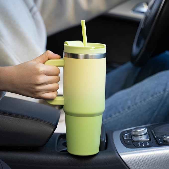 BJPKPK 40 oz Insulated Tumbler With Lid And Straw Stainless Steel Tumblers Cup With Handle For Women And Men,Blue Haze