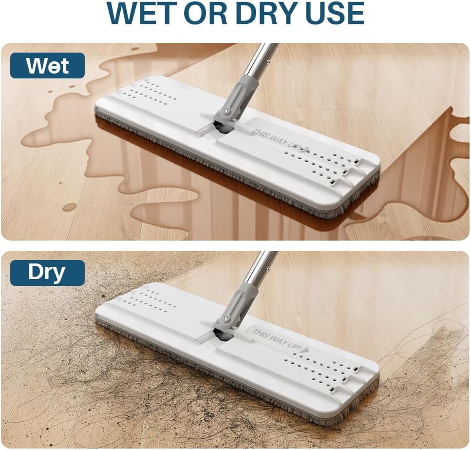 JOYMOOP Mop and Bucket Set, Dust Mops for Floor Cleaning, Wall Mop with 4 Microfiber Mop Head Replacement