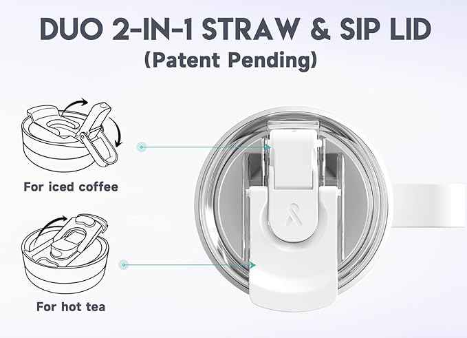 Meoky 40oz Tumbler with Handle, Stainless Steel Travel Mug with 2-in-1 Straw and Sip Lid, Vacuum Insulated Coffee Mug, 100% Leak Proof, Keeps Cold for 34 Hours or Hot for 10 Hours (Azure)