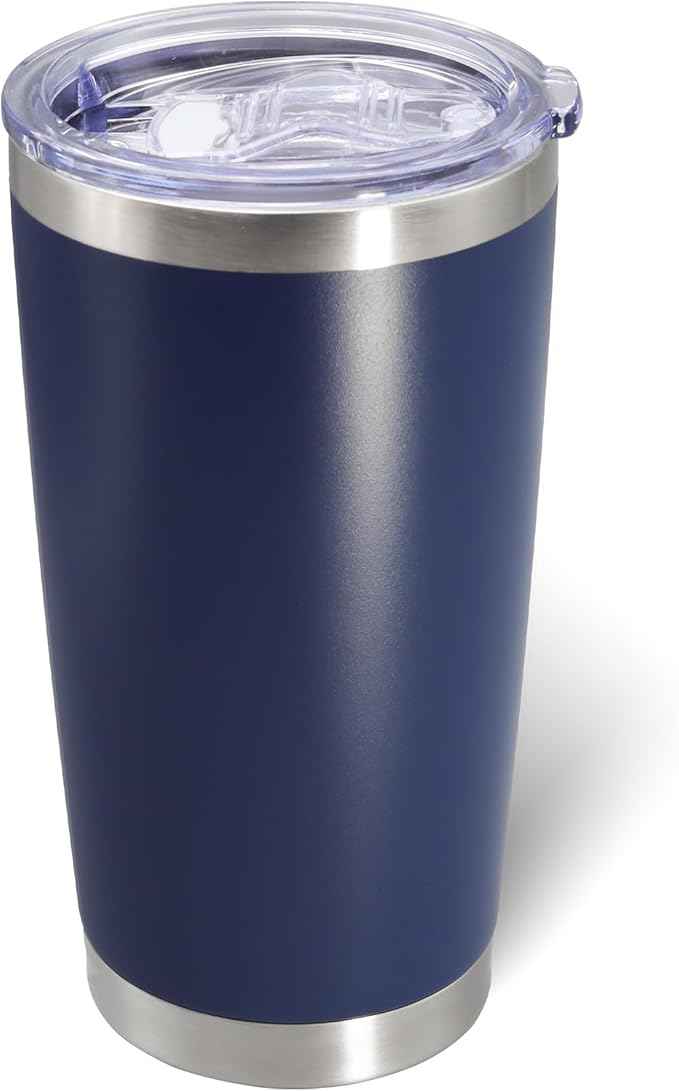 AIANJI 20oz Tumbler Bulk Stainless Steel Tumblers with Lid Vacuum Insulated Double Wall Travel Coffee Mug Powder Coated Tumbler Cup for Hot and Cold Drinks(Navy Blue, 1 pack)