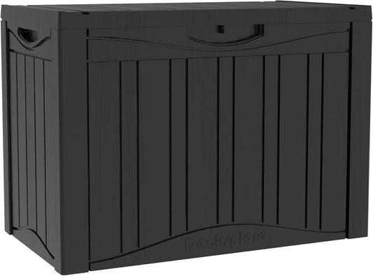45 Gallon Double-Wall Resin Deck Box - Lockable Waterproof Outdoor Storage Box, 515lbs Capacity & Doubles as Seating for Patio Furniture - Garden Tools, Pool Accessories (Black)