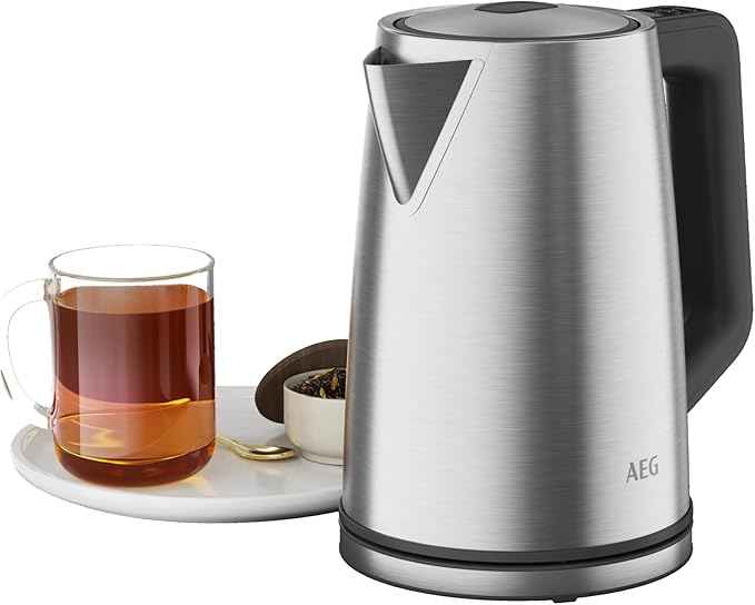 AEG kettle K5-1-6pcs Deli 5/2400 watts/5 adjustable temperature levels/1.7L/3 times automatic safety shutdown/anti-drip function, one-handed lid opening/stainless steel