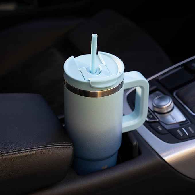 BJPKPK Tumbler With Handle 30 oz Stainless Steel Insulated Tumbler With Lid And Straw For Water Or Ice Coffee,Sky