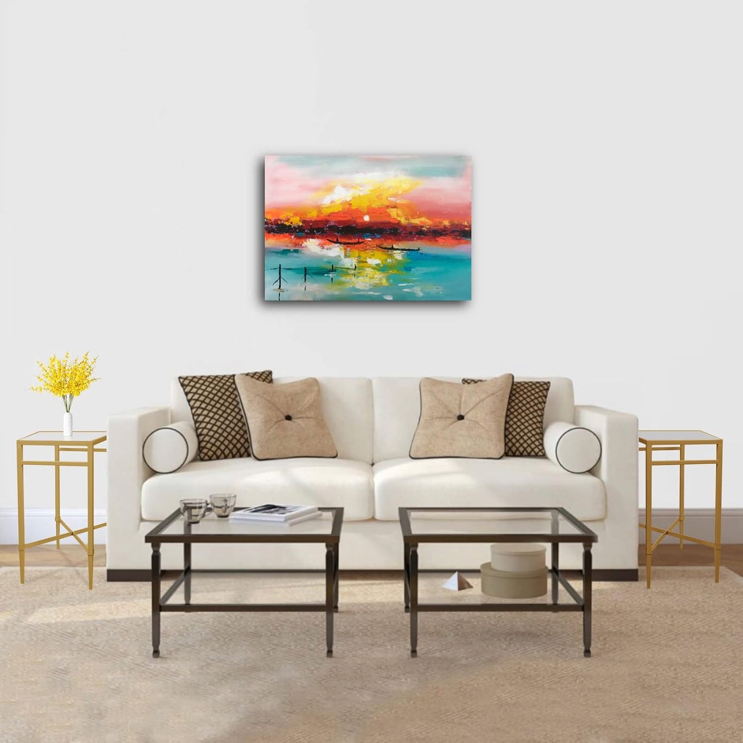 Gold End Table, Rectangle Side Table with Mirrored Top, Modern Metal End Table, Small Narrow Side Table for Living Room, Balcony, 22" L x 12.4" W x 24" D