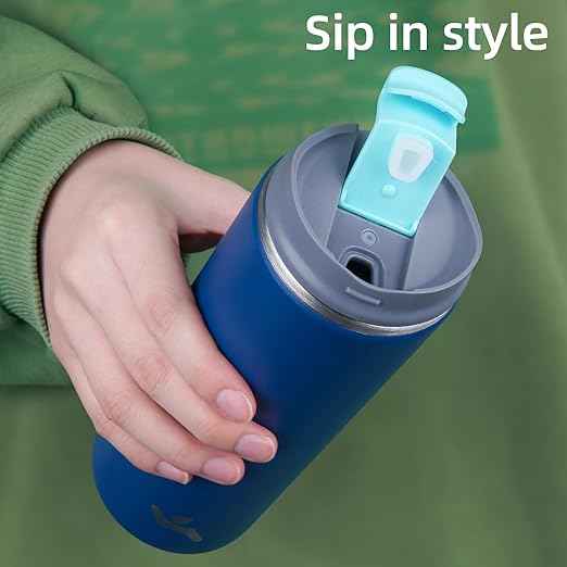 Konokyo Tumbler with Lid, 16 oz Travel Coffee Mug Double Wall Vacuum Stainless Steel Thermal Metal Cup Insulated Water Bottle,Sapphire