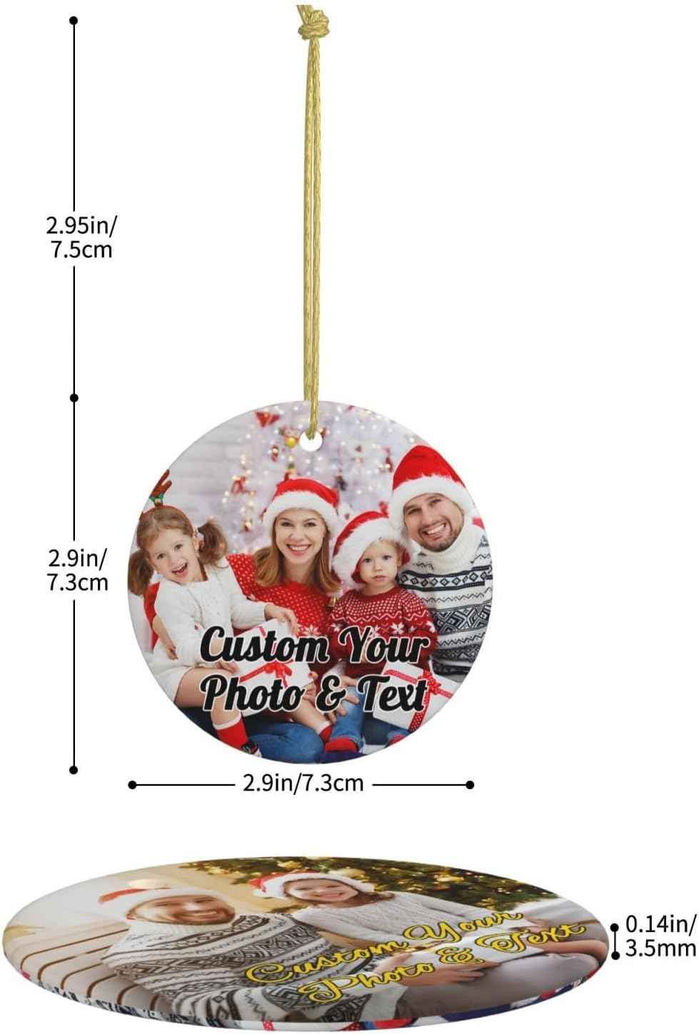 Personalized Christmas Photo Ornaments 2025 Custom Picture Text Hanging Ornament, Double-Sided Customized Ornaments for Christmas Tree Decoration, Couples, Family, Kids, Friends