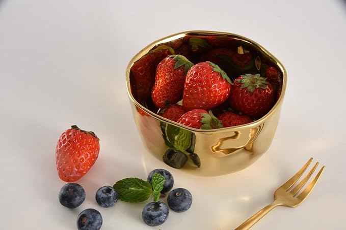 Pampa Bay Moonlight Tarnish Free Porcelain Snack Bowl with Gold Titanium