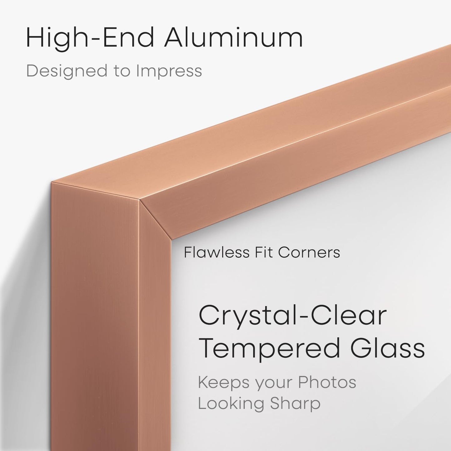 Homeforia 16x24 Picture Frame Rose Gold, High End Metal 16x24 Poster Frames with Mat 12x18 inch Photo, 16 x 24 Rose Gold Frame Matted to 12 by 18 Print, 24x16 Frame, Tempered Glass, Wall Kit, Set of 1