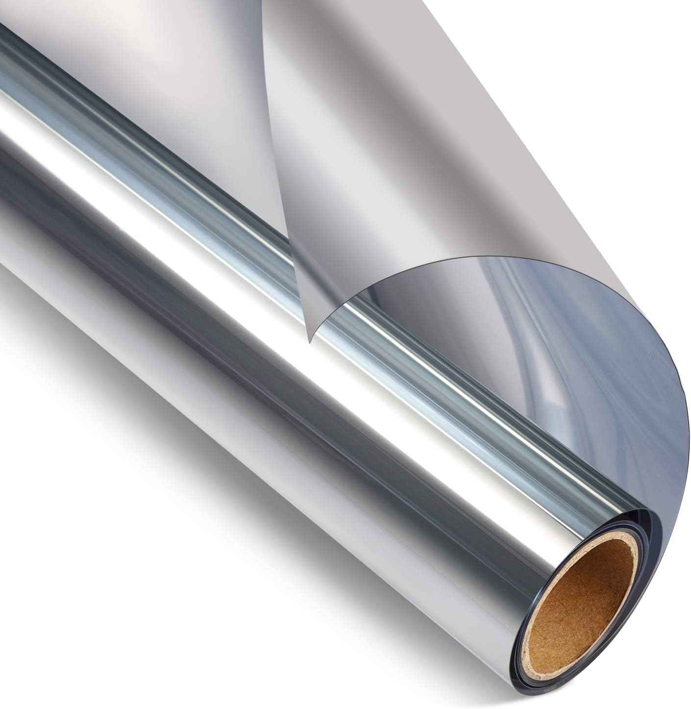 STATINT Privacy Window Film One Way Mirror Glass Tint Heat Control Sun UV Blocking Sliding Door Tinting Reflective Static Cling for Home, Silver, 17.5 Inch X 6.5 Feet