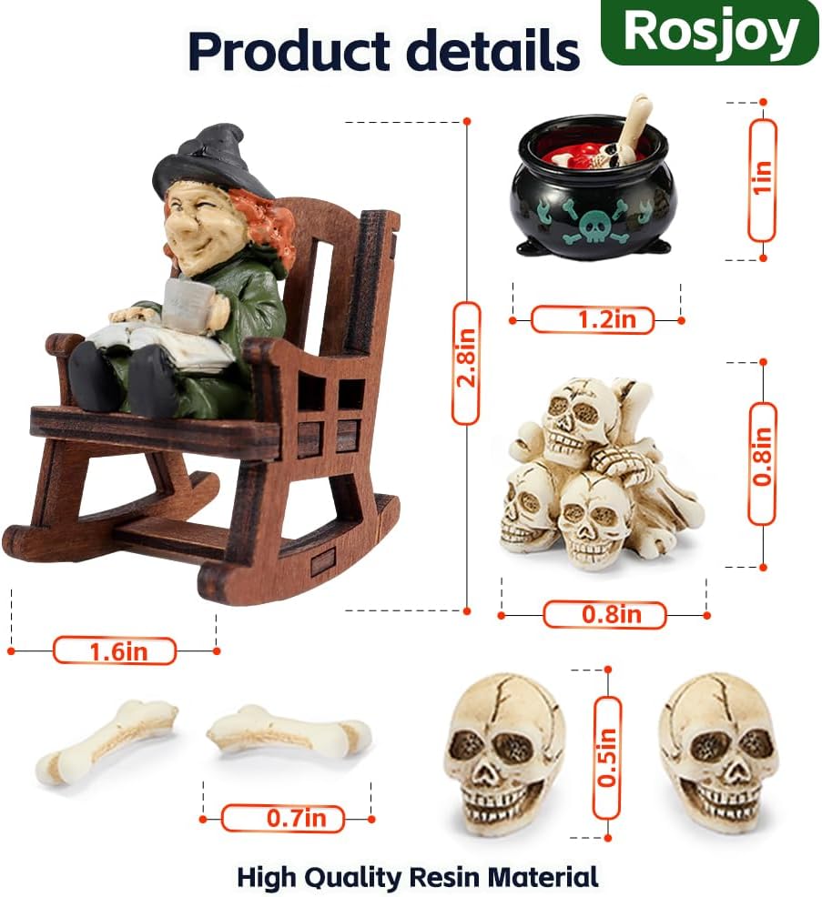 Halloween Fun Miniature Witch Figurine,Gothic Horror Resin Witch Decor,for Bookshelf Decor,Desk Trinkets,Collectible,Party Gifts