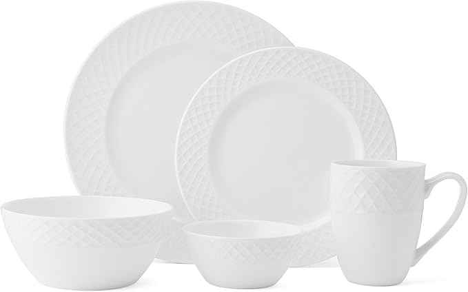 Mikasa Trellis Bone China Lightweight Chip Resistant 40 Piece Dinnerware Set, Service for 8