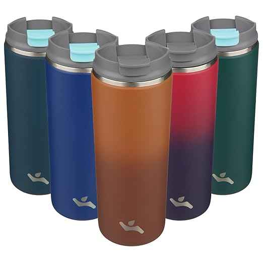 Konokyo Tumbler with Lid, 16 oz Travel Coffee Mug Double Wall Vacuum Stainless Steel Thermal Metal Cup Insulated Water Bottle,Caramel