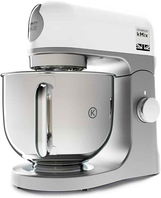 Kenwood KMX750WH KMIX Planetary Mixer with 5L Steel Handled Bowl, 3 Mixing Hooks, 1000W Power, Customizable with Over 20 Accessories Purchasable Separately, White
