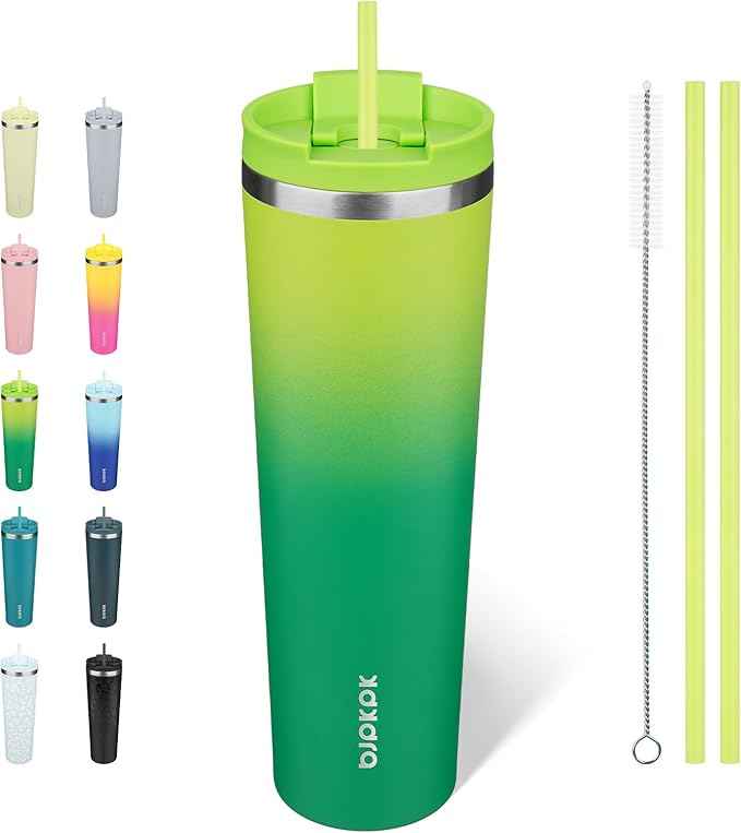 BJPKPK 34oz Tumbler With lid And Straw Stainless Steel Travel Coffee Mug Insulated Tumblers Cups,Bamboo Grove