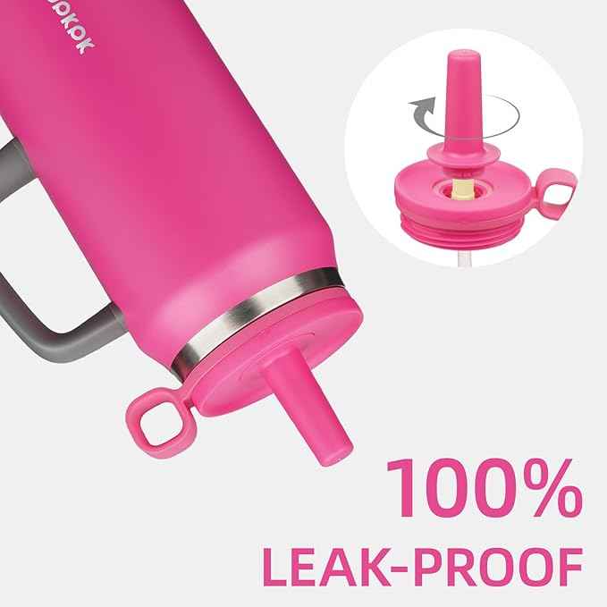 BJPKPK 50oz Insulated Tumbler with Handle Stainless Steel Travel Coffee Mug with Lid Reusable Large Water Bottle with Straw,Barbie Pink