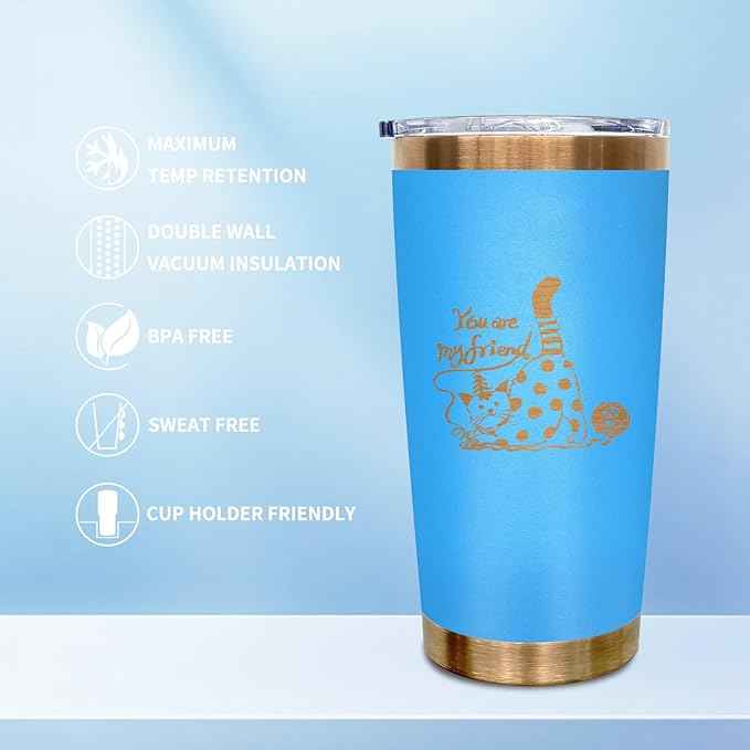 20 oz Tumblers Stainless Steel Tumbler with Lid and Straw Insulated Copper Coffee Mug for Laser Graving 34oz Powder Coated Cup(Blue,1 pack)